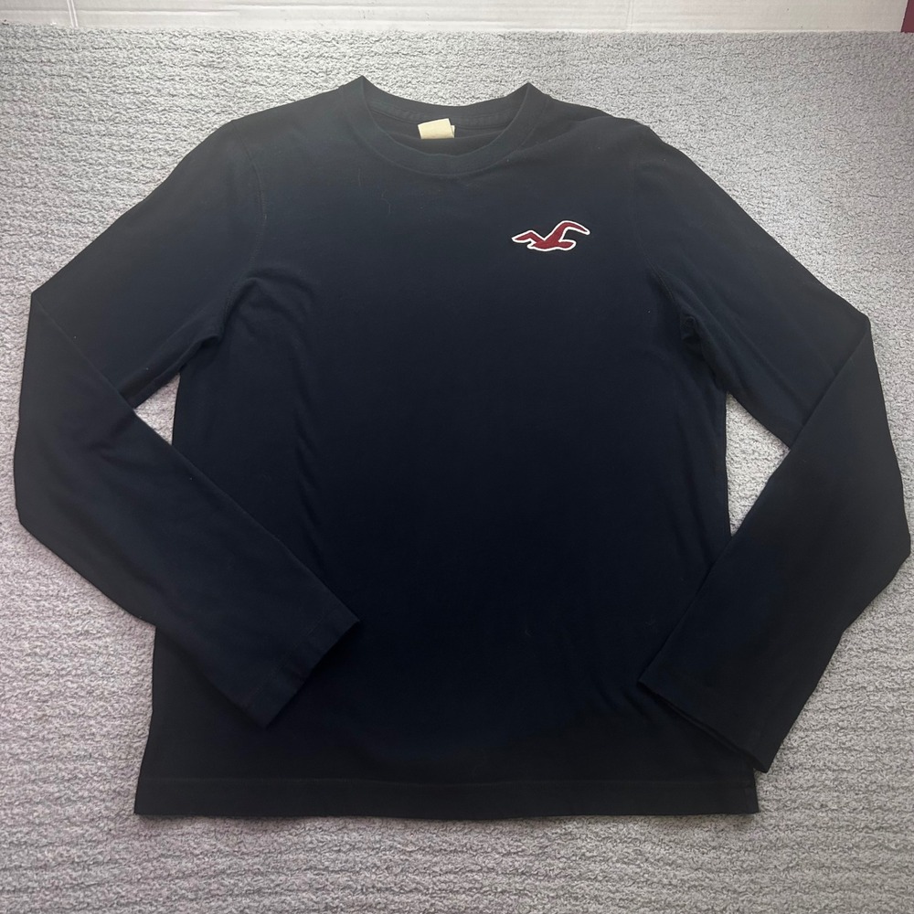 Hollister Long Sleeve Tee Logo Black M Y2K 2000s Surf Preppy Big Bird Retro